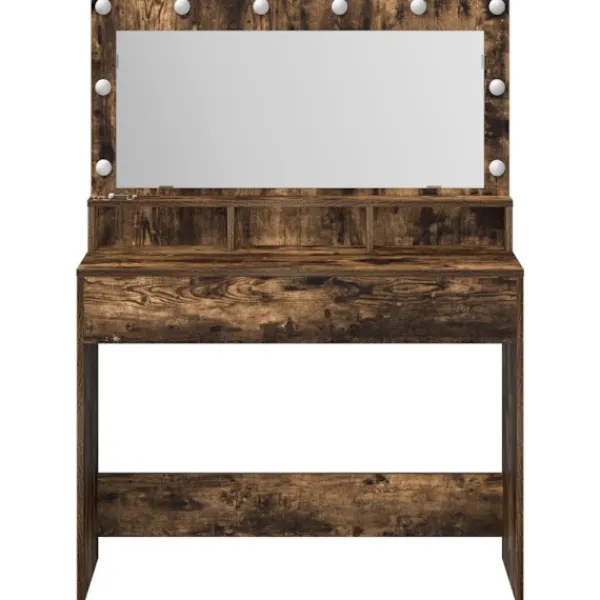 vidaXL Sminkbord>Smyckebord med hylla Rökt ek 100 x 41 x 135 cm Konstruerat trä