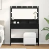 vidaXL Sminkbord>Smyckebord med hylla Svart Ek 100 x 41 x 135 cm Konstruerat trä