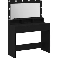 vidaXL Sminkbord>Smyckebord med hylla Svart Ek 100 x 41 x 135 cm Konstruerat trä