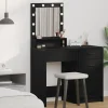 vidaXL Sminkbord>Smyckebord med hylla Svart Ek 50 x 41 x 135 cm Konstruerat trä