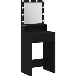 vidaXL Sminkbord>Smyckebord med hylla Svart Ek 50 x 41 x 135 cm Konstruerat trä