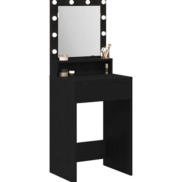 vidaXL Sminkbord>Smyckebord med hylla Svart Ek 50 x 41 x 135 cm Konstruerat trä