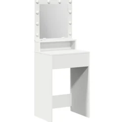 vidaXL Sminkbord>Smyckebord med hylla Vit 50 x 41 x 135 cm Konstruerat trä