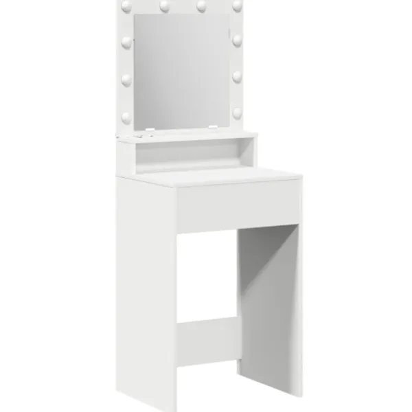vidaXL Sminkbord>Smyckebord med hylla Vit 50 x 41 x 135 cm Konstruerat trä