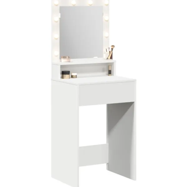 vidaXL Sminkbord>Smyckebord med hylla Vit 50 x 41 x 135 cm Konstruerat trä