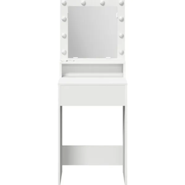 vidaXL Sminkbord>Smyckebord med hylla Vit 50 x 41 x 135 cm Konstruerat trä