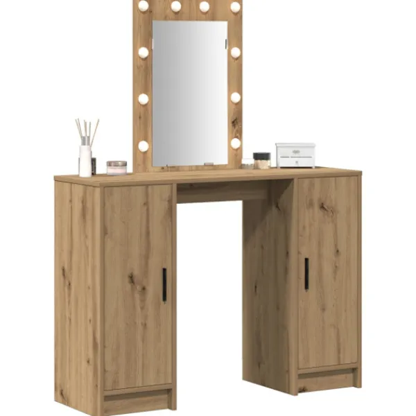 vidaXL Sminkbord>Smyckebord med lagring Brun 102 x 33 x 135 cm Konstruerat trä