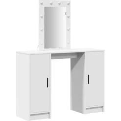 vidaXL Sminkbord>Smyckebord med lagring Vit 102 x 33 x 135 cm Konstruerat trä