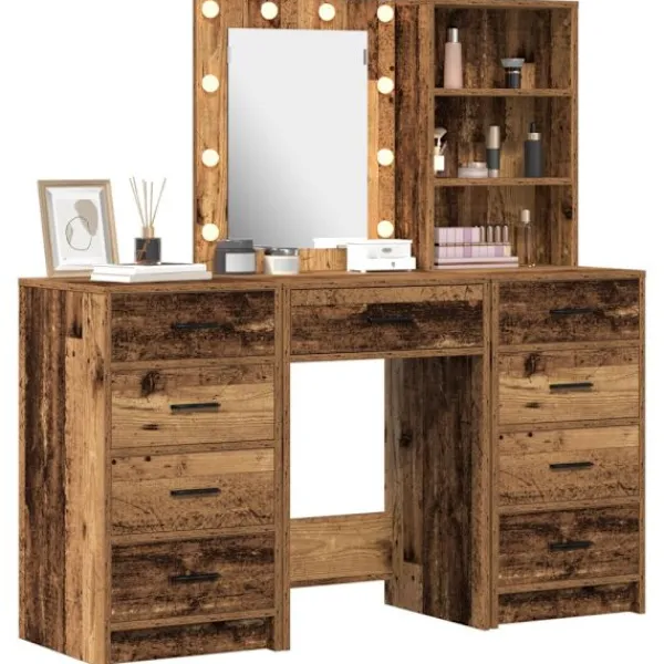 vidaXL Sminkbord>Smyckebord med låda 3 pcs Brun 40 x 41 x 135 cm Konstruerat trä