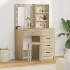 vidaXL Sminkbord>Smyckebord med låda 2 pcs Brun 50 x 41 x 135 cm Konstruerat trä
