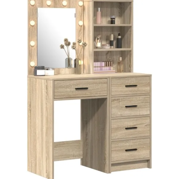 vidaXL Sminkbord>Smyckebord med låda 2 pcs Brun 50 x 41 x 135 cm Konstruerat trä