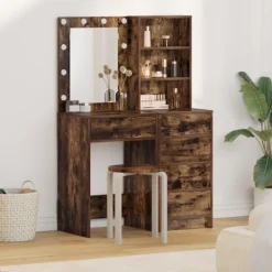 vidaXL Sminkbord>Smyckebord med låda 2 pcs Brun 50 x 41 x 135 cm Konstruerat trä