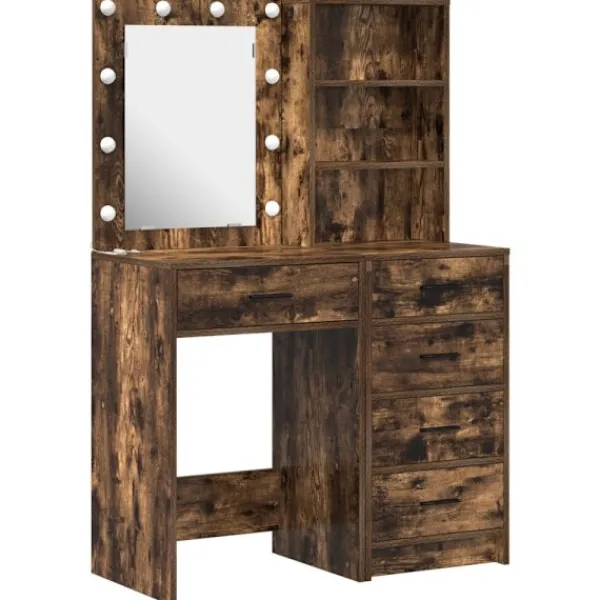 vidaXL Sminkbord>Smyckebord med låda 2 pcs Brun 50 x 41 x 135 cm Konstruerat trä