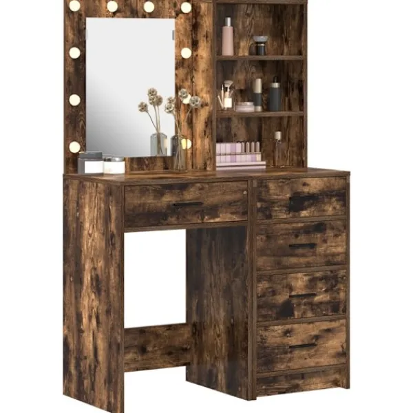 vidaXL Sminkbord>Smyckebord med låda 2 pcs Brun 50 x 41 x 135 cm Konstruerat trä