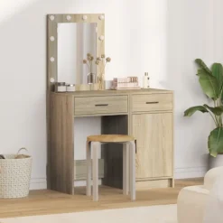 vidaXL Sminkbord>Smyckebord med låda 2 pcs Brun 50 x 41 x 135 cm Konstruerat trä