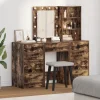 vidaXL Sminkbord>Smyckebord med låda 3 pcs Brun 40 x 41 x 135 cm Konstruerat trä