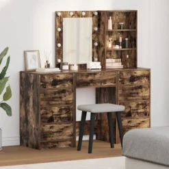 vidaXL Sminkbord>Smyckebord med låda 3 pcs Brun 40 x 41 x 135 cm Konstruerat trä