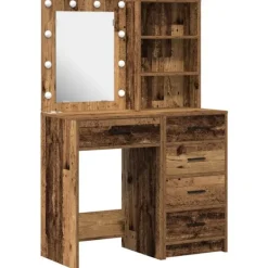 vidaXL Sminkbord>Smyckebord med låda 2 pcs Brun 50 x 41 x 135 cm Konstruerat trä