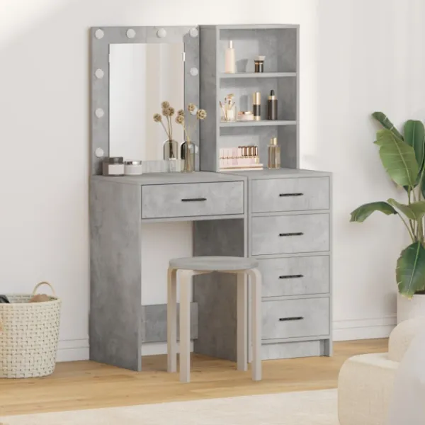vidaXL Sminkbord>Smyckebord med låda 2 pcs Grå 50 x 41 x 135 cm Konstruerat trä