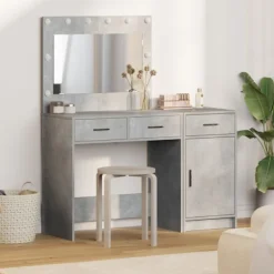 vidaXL Sminkbord>Smyckebord med låda 2 pcs Grå 40 x 41 x 75 cm Konstruerat trä