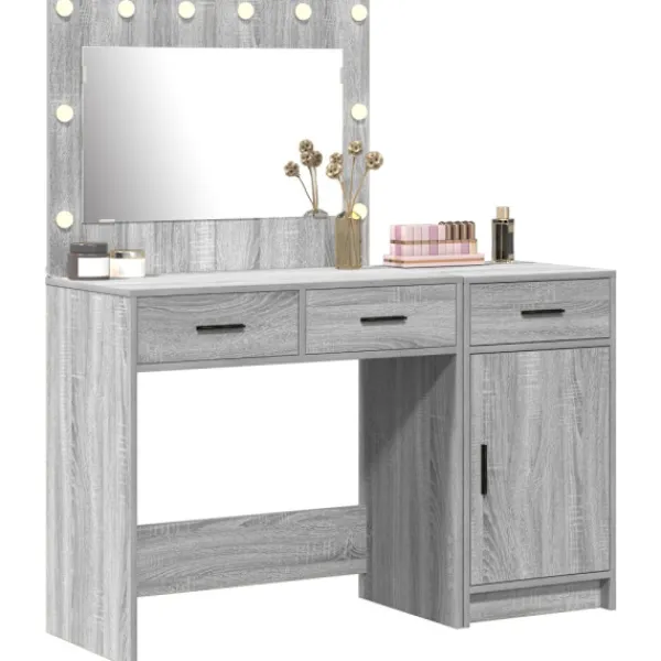 vidaXL Sminkbord>Smyckebord med låda 2 pcs Grå 40 x 41 x 75 cm Konstruerat trä