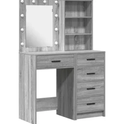 vidaXL Sminkbord>Smyckebord med låda 2 pcs Grå 50 x 41 x 135 cm Konstruerat trä