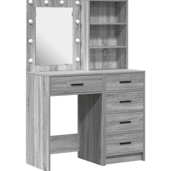 vidaXL Sminkbord>Smyckebord med låda 2 pcs Grå 50 x 41 x 135 cm Konstruerat trä