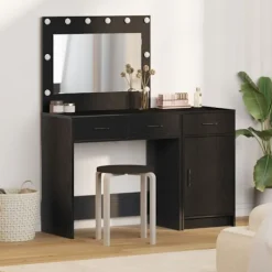 vidaXL Sminkbord>Smyckebord med låda 2 pcs Svart 40 x 41 x 75 cm Konstruerat trä