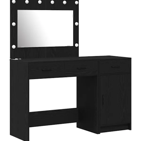 vidaXL Sminkbord>Smyckebord med låda 2 pcs Svart 40 x 41 x 75 cm Konstruerat trä