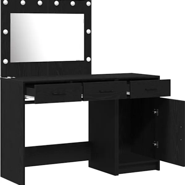 vidaXL Sminkbord>Smyckebord med låda 2 pcs Svart 40 x 41 x 75 cm Konstruerat trä