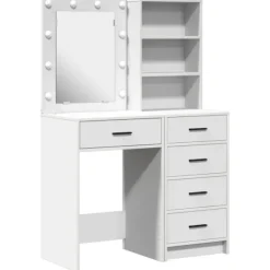 vidaXL Sminkbord>Smyckebord med låda 2 pcs Vit 50 x 41 x 135 cm Konstruerat trä