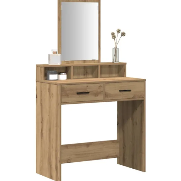 vidaXL Sminkbord>Smyckebord med låda Artisan Ek 79 x 41 x 140 cm Konstruerat trä