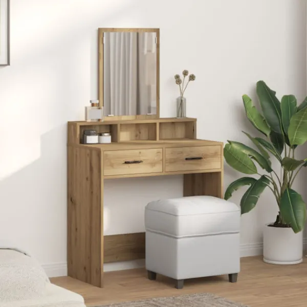 vidaXL Sminkbord>Smyckebord med låda Artisan Ek 79 x 41 x 140 cm Konstruerat trä