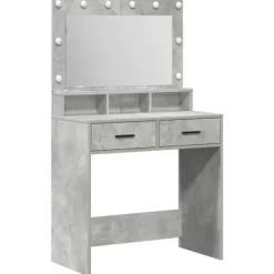 vidaXL Sminkbord>Smyckebord med låda Betonggrå 79 x 41 x 135 cm Konstruerat trä