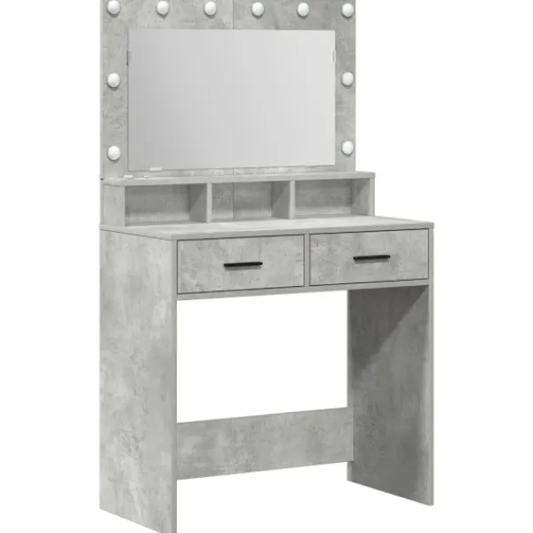 vidaXL Sminkbord>Smyckebord med låda Betonggrå 79 x 41 x 135 cm Konstruerat trä
