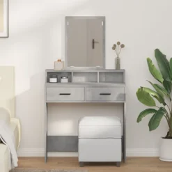 vidaXL Sminkbord>Smyckebord med låda Betonggrå 79 x 41 x 140 cm Konstruerat trä