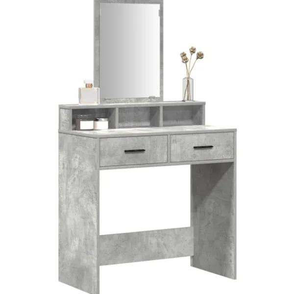 vidaXL Sminkbord>Smyckebord med låda Betonggrå 79 x 41 x 140 cm Konstruerat trä