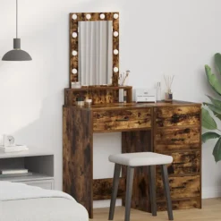 vidaXL Sminkbord>Smyckebord med låda Brun 50 x 41 x 140 cm Konstruerat trä