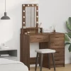 vidaXL Sminkbord>Smyckebord med låda Brun 50 x 41 x 140 cm Konstruerat trä