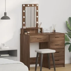 vidaXL Sminkbord>Smyckebord med låda Brun 50 x 41 x 140 cm Konstruerat trä