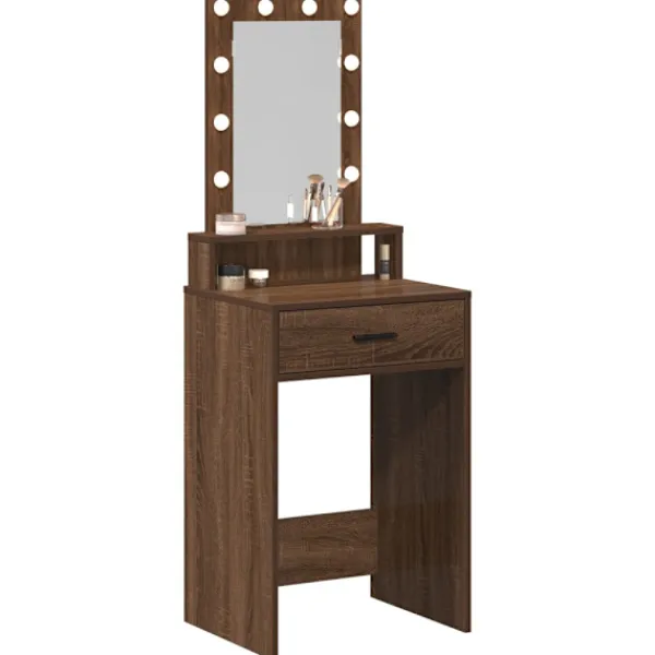 vidaXL Sminkbord>Smyckebord med låda Brun 50 x 41 x 140 cm Konstruerat trä