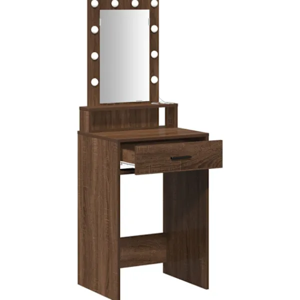 vidaXL Sminkbord>Smyckebord med låda Brun 50 x 41 x 140 cm Konstruerat trä