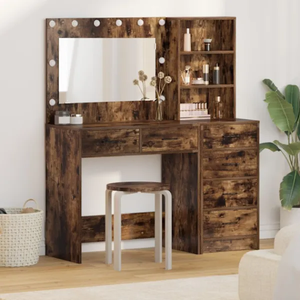 vidaXL Sminkbord>Smyckebord med låda Brun 78.5 x 41 x 135 cm Konstruerat trä