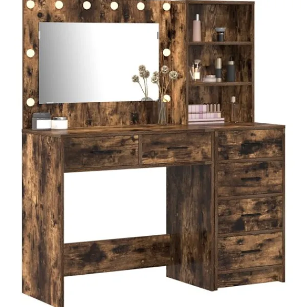 vidaXL Sminkbord>Smyckebord med låda Brun 78.5 x 41 x 135 cm Konstruerat trä