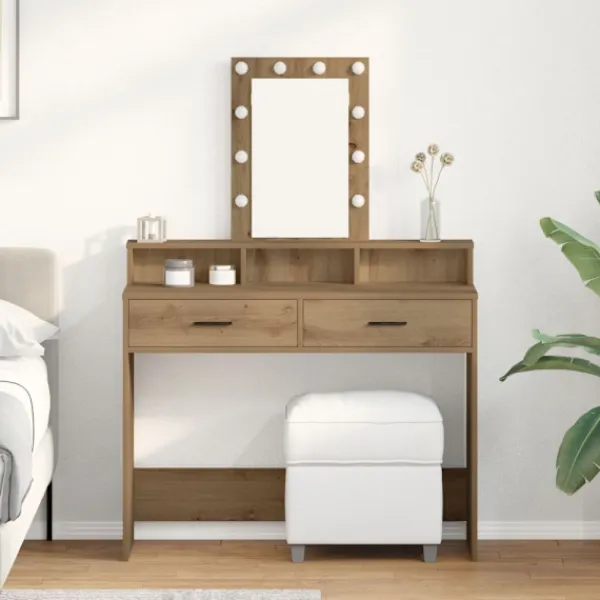 vidaXL Sminkbord>Smyckebord med låda Brun 100 x 41 x 140 cm Konstruerat trä