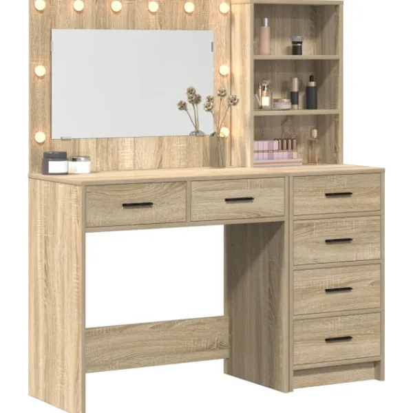 vidaXL Sminkbord>Smyckebord med låda Brun 78.5 x 41 x 135 cm Konstruerat trä