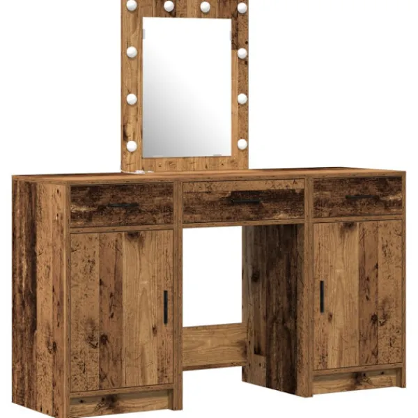 vidaXL Sminkbord>Smyckebord med låda Brun 50 x 41 x 135 cm Konstruerat trä
