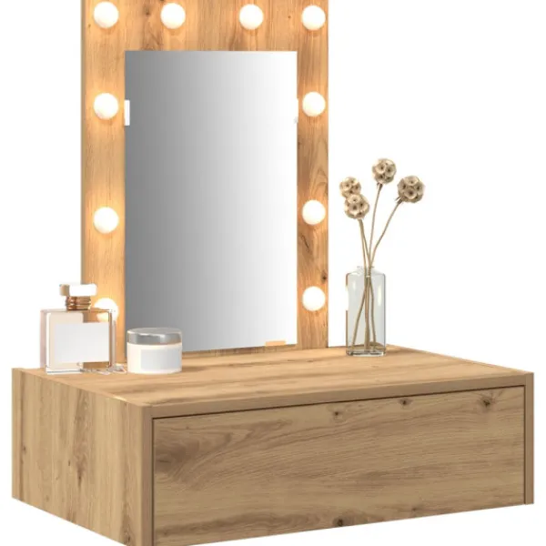 vidaXL Sminkbord>Smyckebord med låda Brun 60 x 40 x 70 cm Konstruerat trä