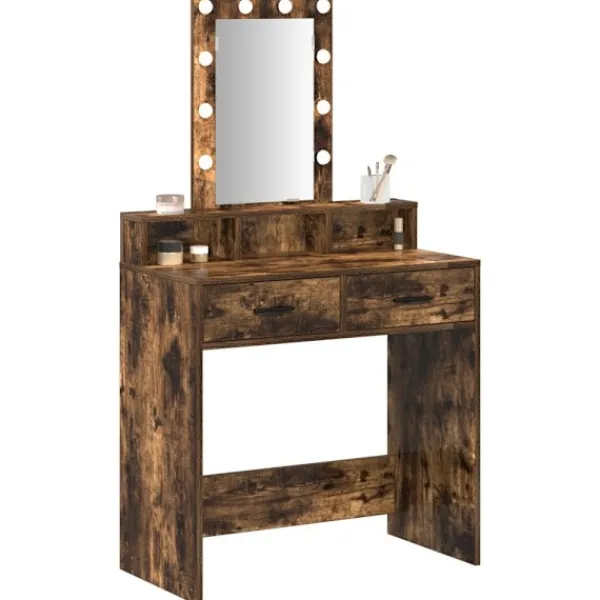 vidaXL Sminkbord>Smyckebord med låda Brun 79 x 41 x 140 cm Konstruerat trä