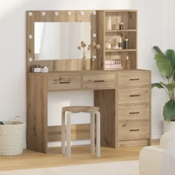 vidaXL Sminkbord>Smyckebord med låda Brun 78.5 x 41 x 135 cm Konstruerat trä